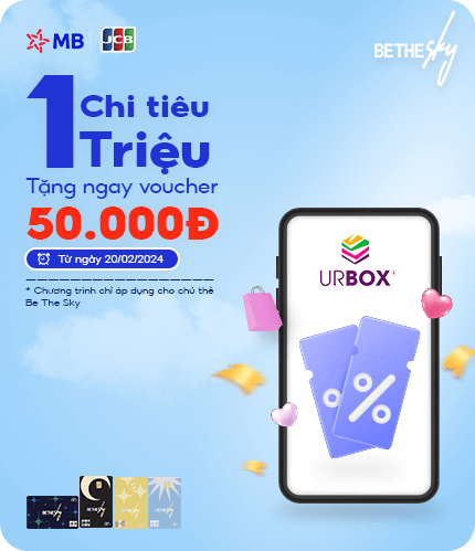 Nhận voucher Urbox khi chi tiêu 1 triệu dành riêng cho thẻ Be The Sky